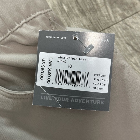 Women’s Eddie Bauer 10 Medium Joggers ClimaTrail Pants Sweats Beige Pockets NWT - Picture 14 of 14